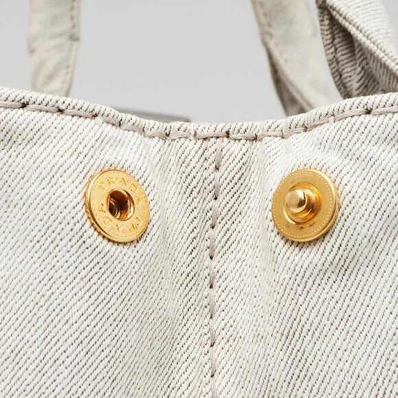 Prada Grey Canapa Canvas Small Tote Bag BG439 - Picture 11 of 12